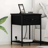 Bedside Cabinet Black Oak 42 x 41 x 56 cm Engineered Wood 859420