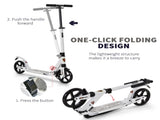 Folding Kick Scooter, Adjustable Ride On Scooter with 200mm Big Wheels and Double Shock Absorption, T3398P376754