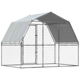 Dog Cage with Roof and Door Silver Galvanised Steel 3294908