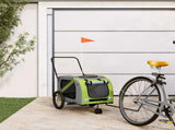 Pet Bike Trailer Green and Grey Oxford Fabric and Iron 93906