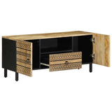 TV Cabinet Black 105x33.5x46 cm Solid Rough Wood Mango 4018642
