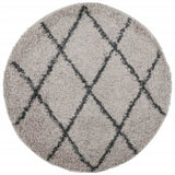 ZNTS Shaggy Rug High Pile Modern Beige and Anthracite Ø 240 cm 375402