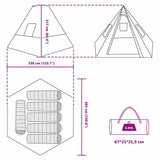 Tipi Tent with Roof Green 383 x 338 x 217 cm Taffeta 42001166