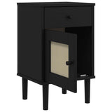 Bedside Cabinet SENJA Rattan Look Black 40x35x65 cm Solid Wood Pine 358015