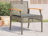 Garden Chairs with Cushions 4 pcs Grey Poly Rattan Acacia Wood 366252