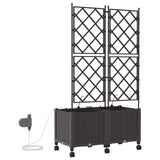 Garden Planter with Irrigation&Wheels 2 pcs Brown PP 3423004