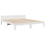 Family Bed Frame No Mattress White 270x200 cm Solid Wood Pine 3324575