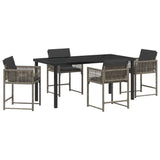 Garden Dining Set 5 pcs Grey Poly Rattan 3380751