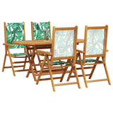 Garden Dining Set Folding 5 pcs Leaf Pattern Solid Acacia Wood 3375750