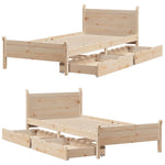 ZNTS Bed Frame without Mattress 100x200 cm Solid Wood Pine 3309776