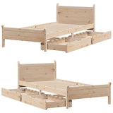 ZNTS Bed Frame without Mattress 100x200 cm Solid Wood Pine 3309776