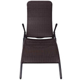 42945 Folding Sun Lounger Poly Rattan Brown