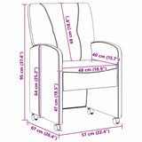 Dining Chairs with Wheels 2 pcs Black 57 x 67 x 95 cm Fabric 42017849