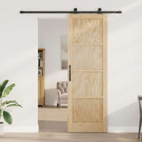 Sliding Door Set Manual Natural and black 78 x 232 cm 3333362