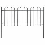 ZNTS Garden Fence with Hoop Top Steel 1.8 m Black 144930