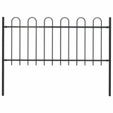 ZNTS Garden Fence with Hoop Top Steel 1.8 m Black 144930