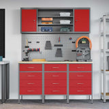 Work Cabinet with Drawer 7 pcs Red Engineered Wood and Steel 3321437