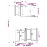 4 Piece Kitchen Cabinet Set Porto Brown Oak Engineered Wood 3314878