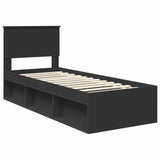 Bed Frame with Headboard Black 75 x 190 cm Solid Pine Wood 3410664