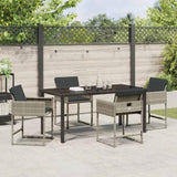 Garden Dining Set with Cushion 5 pcs Light Grey Poly Rattan 3380026