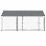 Dog Cage with Roof and Doors Grey 4x2x2 m Galvanised Steel 3209563