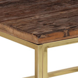 Coffee Table Gold Stainless Steel and Solid Sleeper Wood 349950