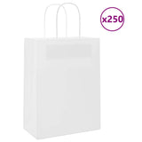 Paper Bags 250 pcs with Handles White 21x11x28 cm 4101615