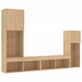 4 Piece TV Wall Units with LED Sonoma Oak Engineered Wood 3216649