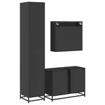 ZNTS 3 Piece Bathroom Furniture Set Black Engineered Wood 3301090