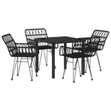 Garden Dining Set 5 pcs Black Powder-Coated Steel 3379185