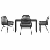 Garden Dining Set with Cushion 5 pcs Black Poly Rattan 3380871