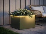 Garden Planter with LED Olive Green 30 x 40 x 30 cm Steel 8008076