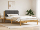 Bed Frame with Upholstered Headboard Whitewash and Light Grey 904120