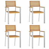 Garden Dining Set 5 pcs Solid Acacia Wood and Stainless Steel 3334774
