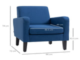 Linen-Look Boxy Armchair - Blue T3398P329957