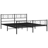 Metal Bed Frame without Mattress with Footboard Black 180x200cm 372201