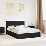 Storage Bed with Headboard Black 135 x 190 cm Engineered Wood 3410806