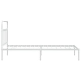Bed Frame White Powder-Coated Steel Single Bed Frame 352621