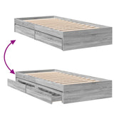Bed Frame with Drawers without Mattress Grey Sonoma 100x200 cm 3280676