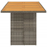 Garden Table with Acacia Wood Top Grey 190x80x75 cm Poly Rattan 365601