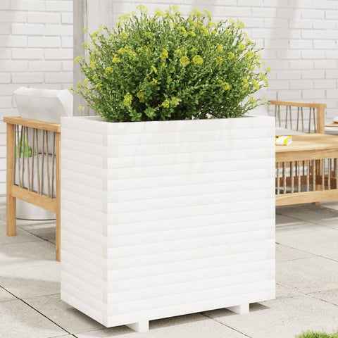 Garden Planter White 70x40x72.5 cm Solid Wood Pine 3282590
