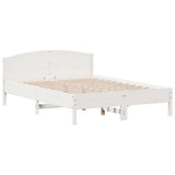 Bed Frame White Solid Pine Wood, Plywood King Size Durable 3216198