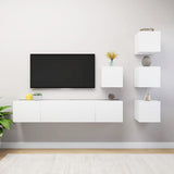 6 Piece TV Cabinet Set White Engineered Wood 3078721