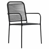 3 Piece Garden Dining Set Cotton Rope and Steel Black 3058277