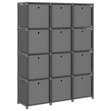 322617 12-Cube Display Shelf with Boxes Grey 103x30x141 cm Fabric