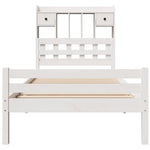 ZNTS Bookcase Bed without Mattress White 100x200cm Solid Wood Pine 3322260