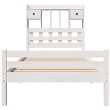 ZNTS Bookcase Bed without Mattress White 100x200cm Solid Wood Pine 3322260