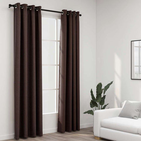 Linen-Look Blackout Curtains with Grommets 2pcs Taupe 140x245cm 321202