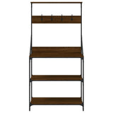 Baker's Rack with Hooks 4-Tier Brown Oak Engineered Wood 838962