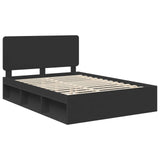 Bed Frame with Headboard Black 150 x 200 cm Solid Pine Wood 3412471